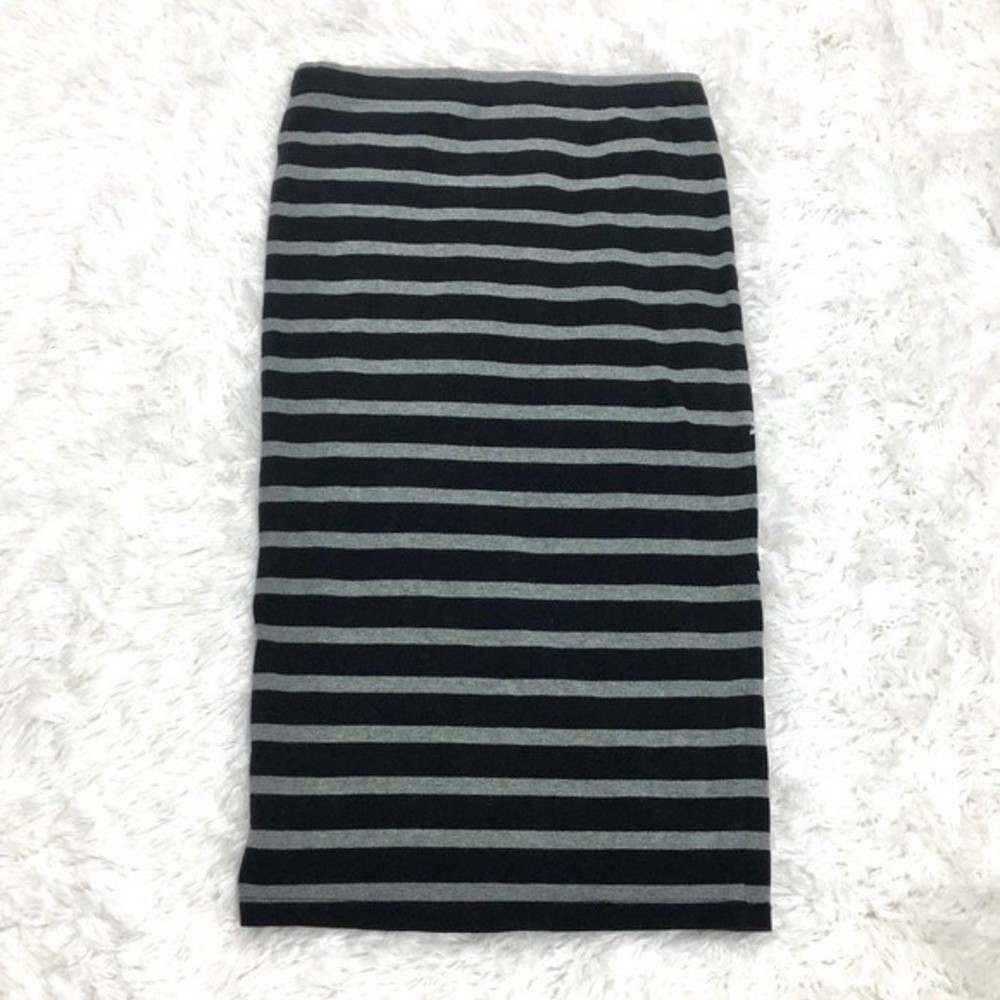 Express Black & Gray Knit Stripe Pencil Skirt - Picture 7 of 7